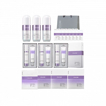 Набор отбеливающих ампул + крем для лица + ампульные маски White Energy Luminous Ampoule, Cream, Mask Set