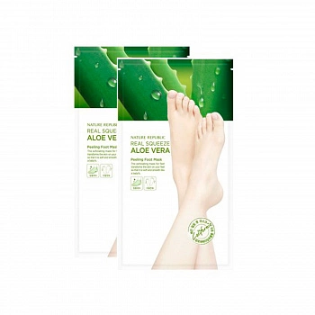 Пилинг маска для ног Real Squeeze Aloe Vera Moisture Peeling Foot Mask
